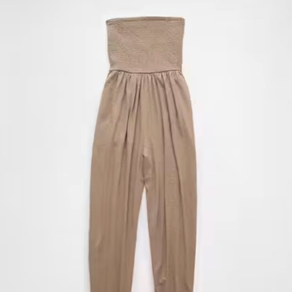 American Eagle Outfitters Brown Strapless Jumpsuit MEDIUM